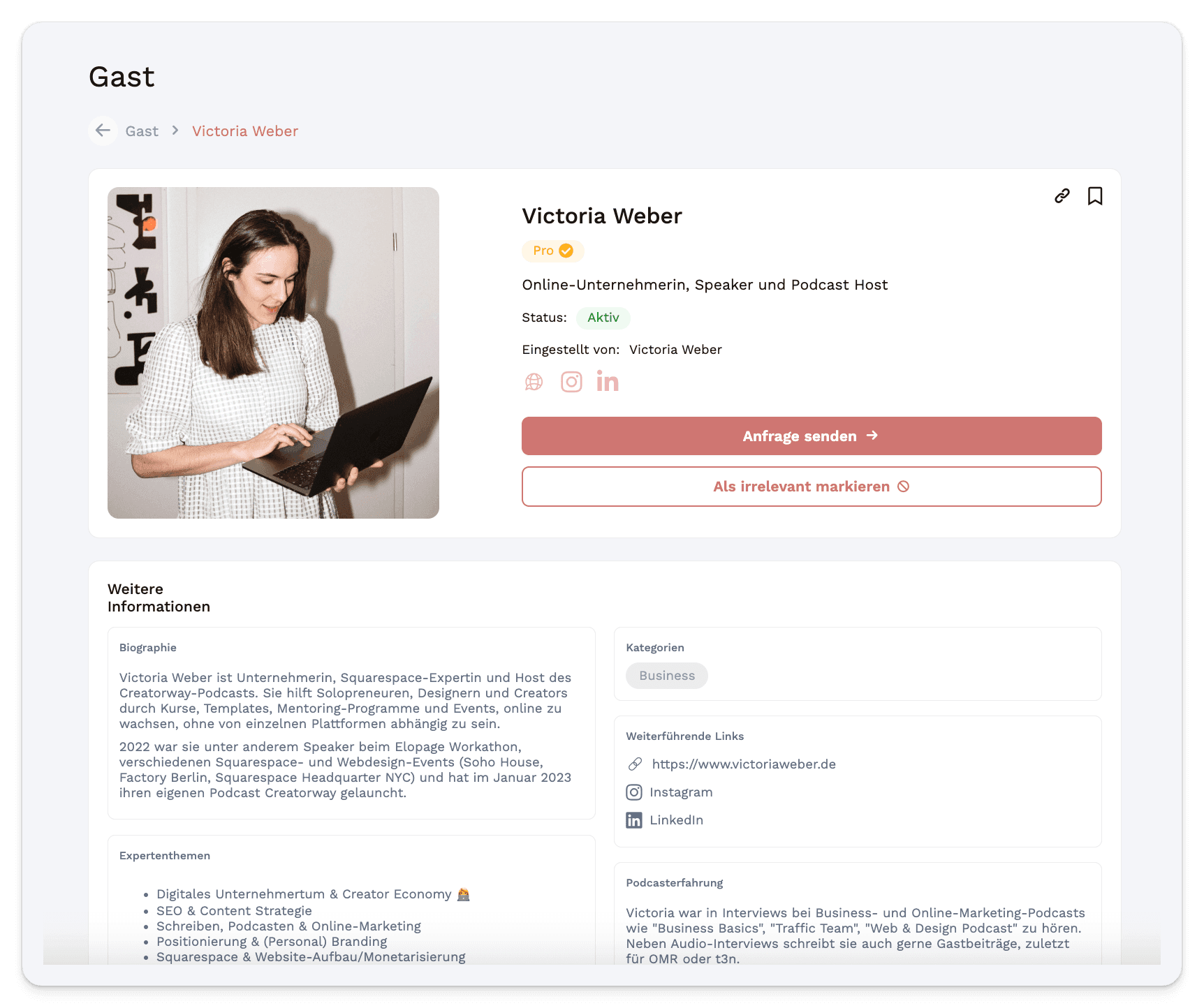 Gast-Profil auf HalloPodcaster
