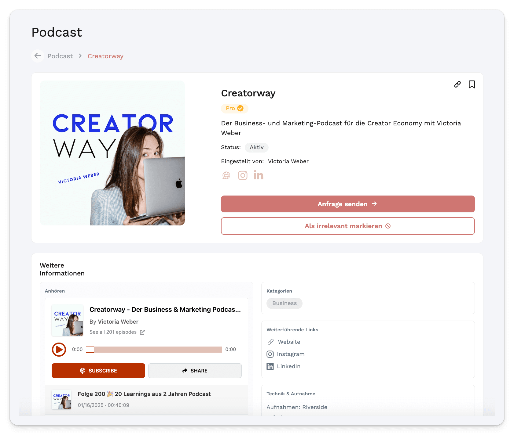 Podcast-Profil auf HalloPodcaster